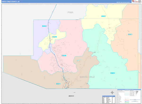 Santa Cruz County Digital Map Color Cast Style